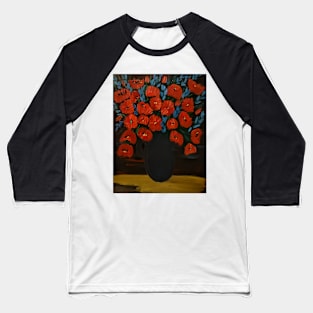 red poppies and blue flower in a jug Baseball T-Shirt